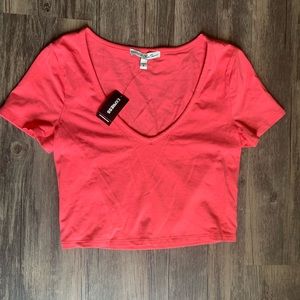 Express Coral Cropped Tshirt